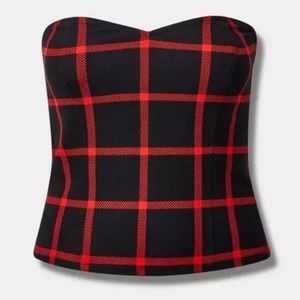 NWT TORRID Black & Red Ponte Zip Up Tube Top Size 2 (18-20)